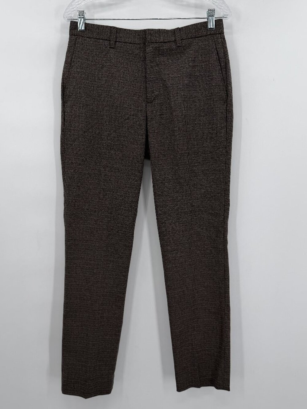 J.Crew Thompson Dress Pants Men 29x30 Brown Houndstooth Tapered Stretch NWT